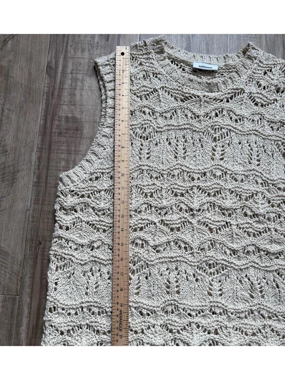 Cotton Cream Crochet Sleeveless Sweater Vest tank summer boho natural earthy - Picture 6 of 12